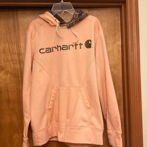 Women’s - Size L - Carhartt Light Orange Hoodie with Camouflage Hood